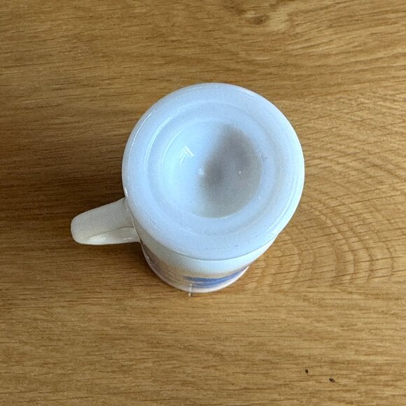 Avon Demitasse/Liqueur Footed Milk Glass Cup, Blue Toile Pattern, Vintage 1960s - Picture 10 of 14